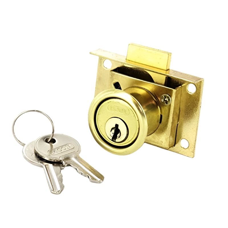 DRAWER LOCK BRASS 2"