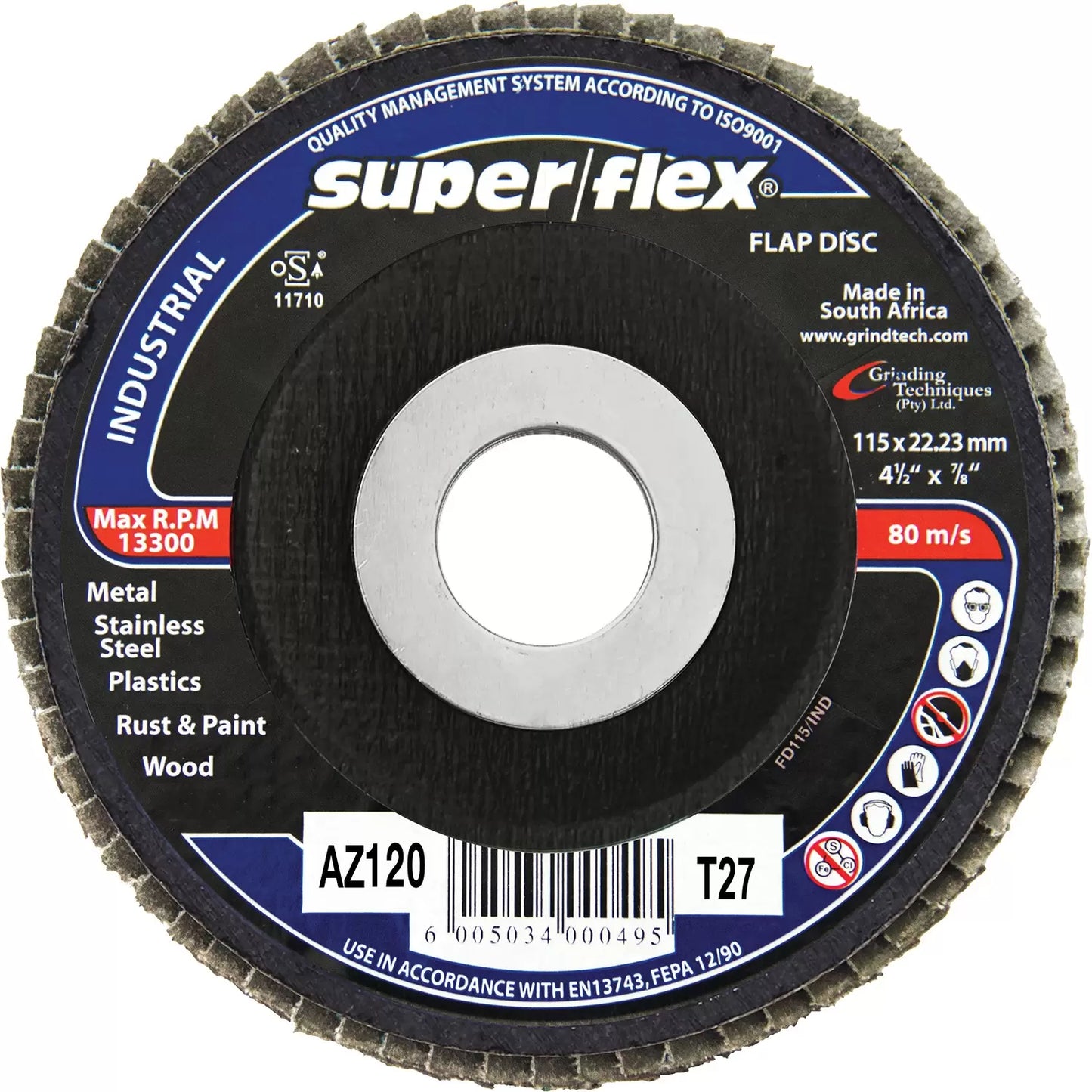SUPER FLEX FLAP DISC INDUSTRIAL 115 AZ120 T27