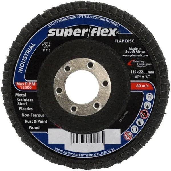 SUPER FLEX FLAP DISC INDUSTRIAL 115MMX22 AZ60 T27