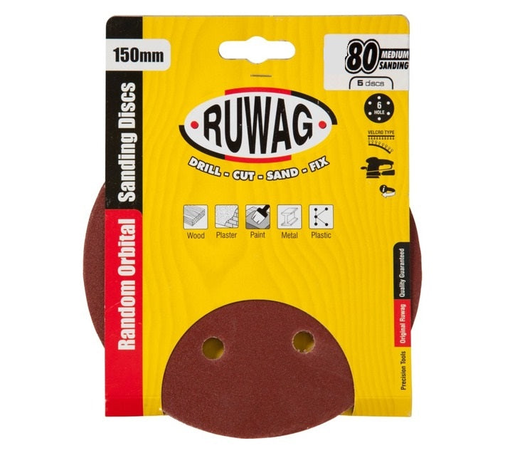 RUWAG SANDING DISC RANDOM ORBITAL GRIT 80-150MM
