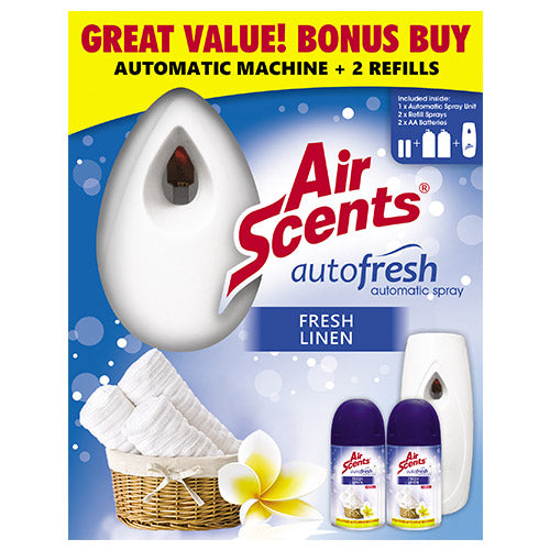 SHIELD AUTOFRESH AUTOMATIC SPRAY KITS WITH 2 FRESH LINEN REFILLS 2X250ML SH1040