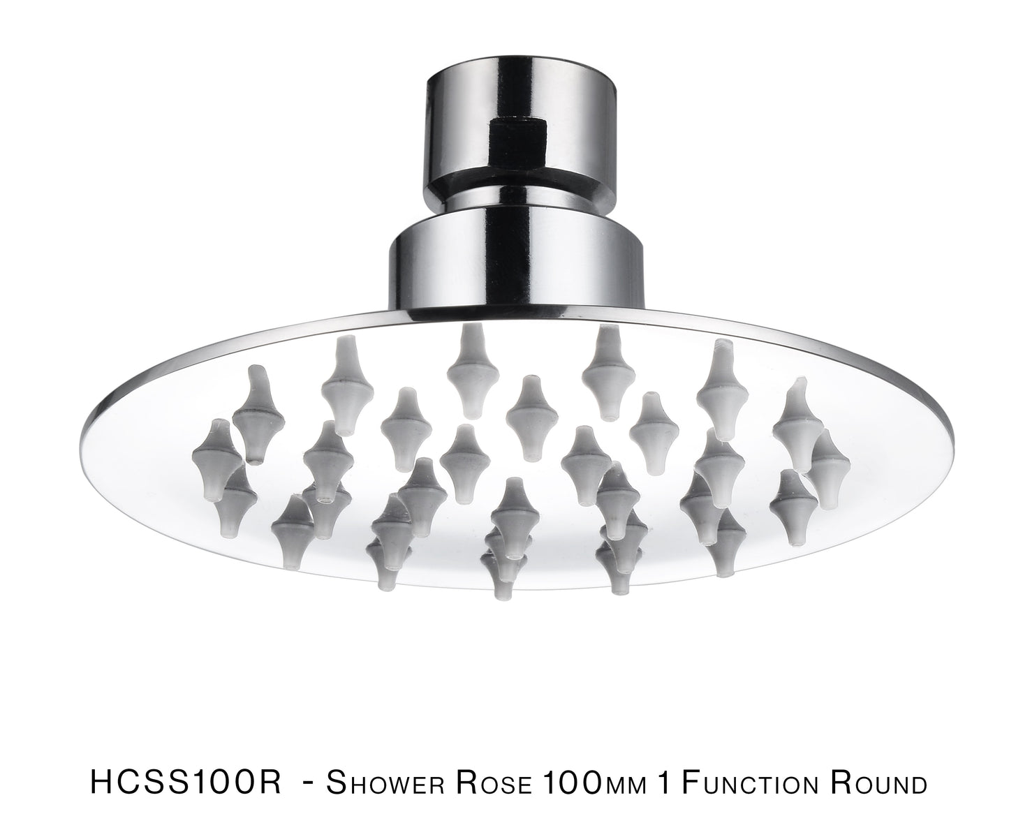 H&C SHOWER ROSE ROUND SLIM STAINLESS STEEL 100MM 1 FUNCTION HCSS100R
