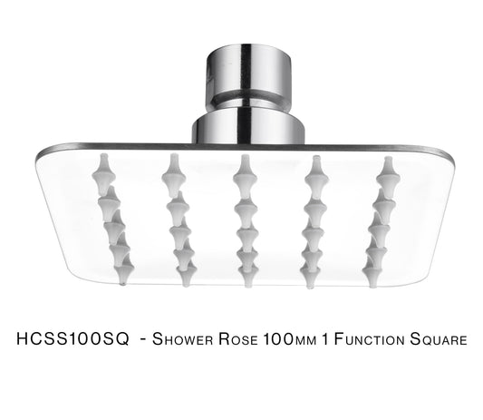 H&C SHOWER ROSE SQUARE SLIM STAINLESS STEEL 100MM 1 FUNCTION HCSS100SQ