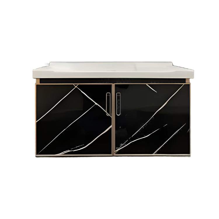 LUXURY BATHROOM CABINET AND A MIRROR ALUMINIUM BLACK 800*460