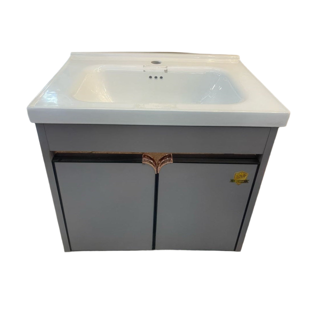 EUDOLA BATHROOM CABINET AND MIRROR HONEYCOMB ALUMINIUM GREY 600*460/616-60