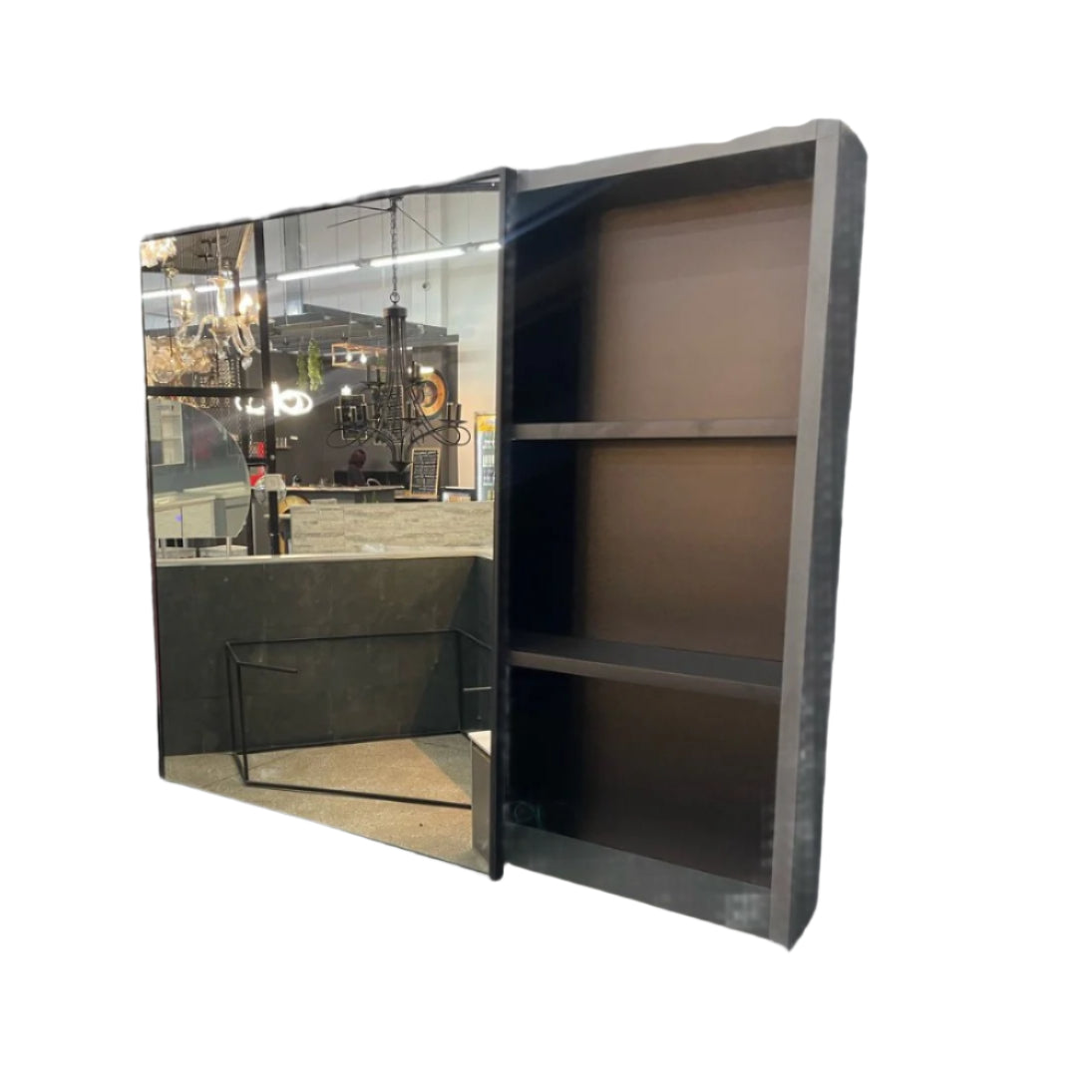 EUDOLA BATHROOM CABINET AND MIRROR HONEYCOMB ALUMINIUM GREY 600*460/616-60