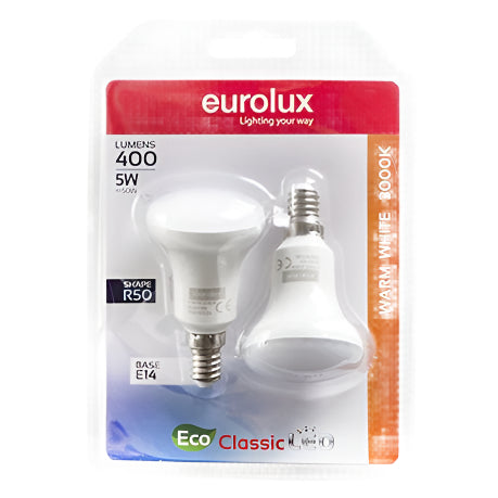 EUROLEX REFLECTOR R50 LED CLASSIC TWIN PACK 5W E14 3000K G1082WW