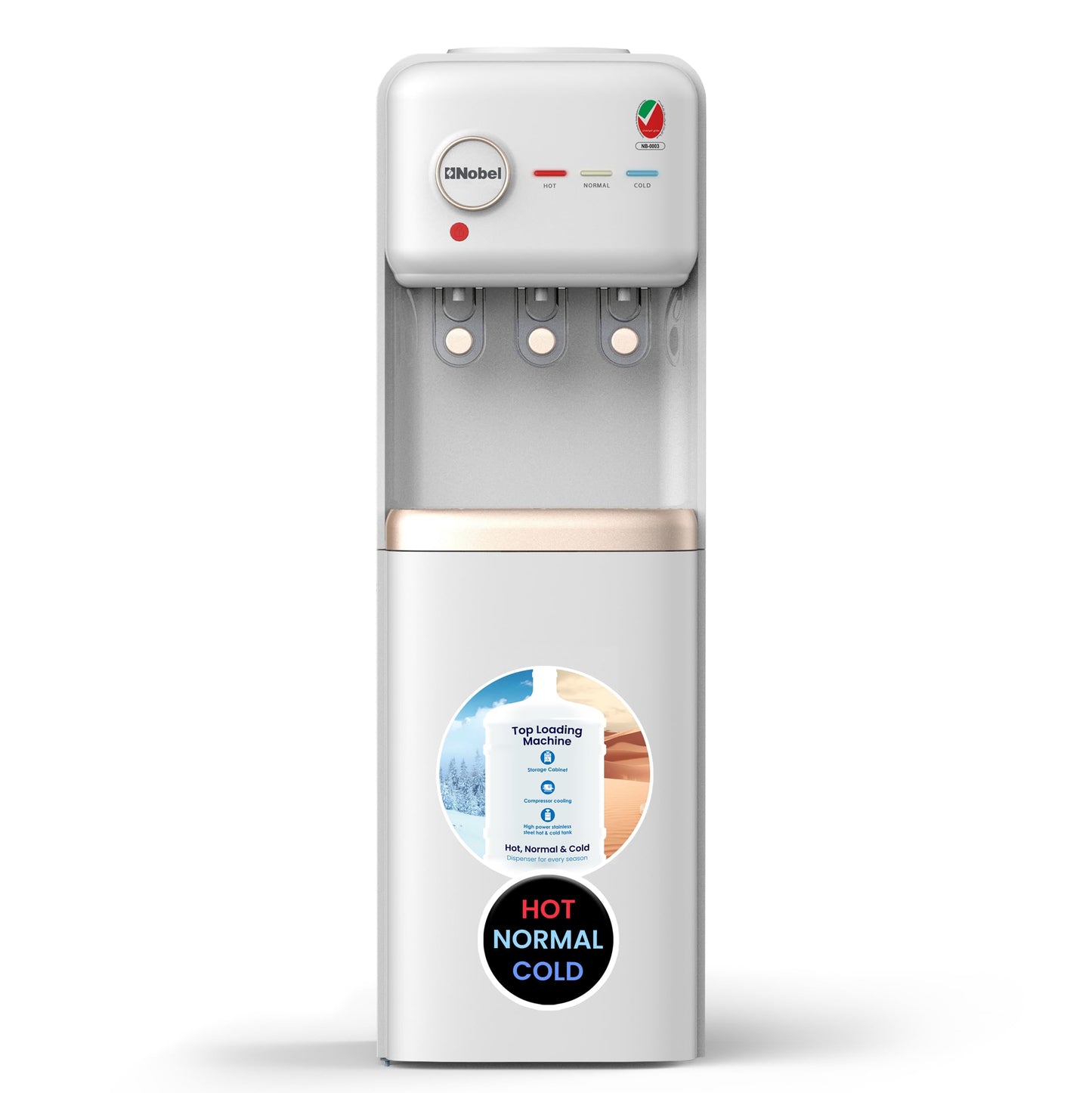 NOBEL WATER DISPENSER FREE STANDING WHITE 635W 220-240V NWD-1608
