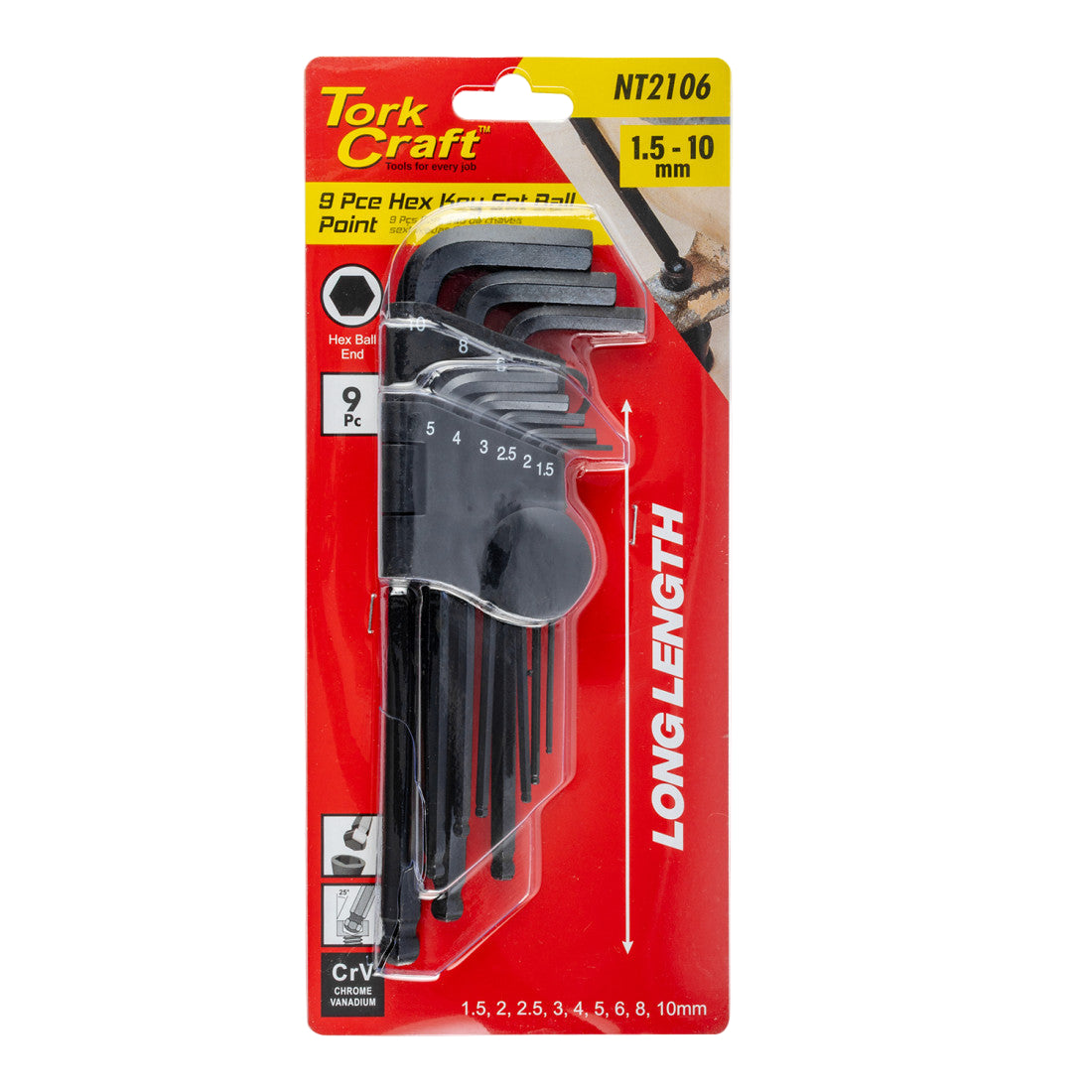 TORKCRAFT ALLEN HEX KEY SET 9PCS 1.5-10M NT2106