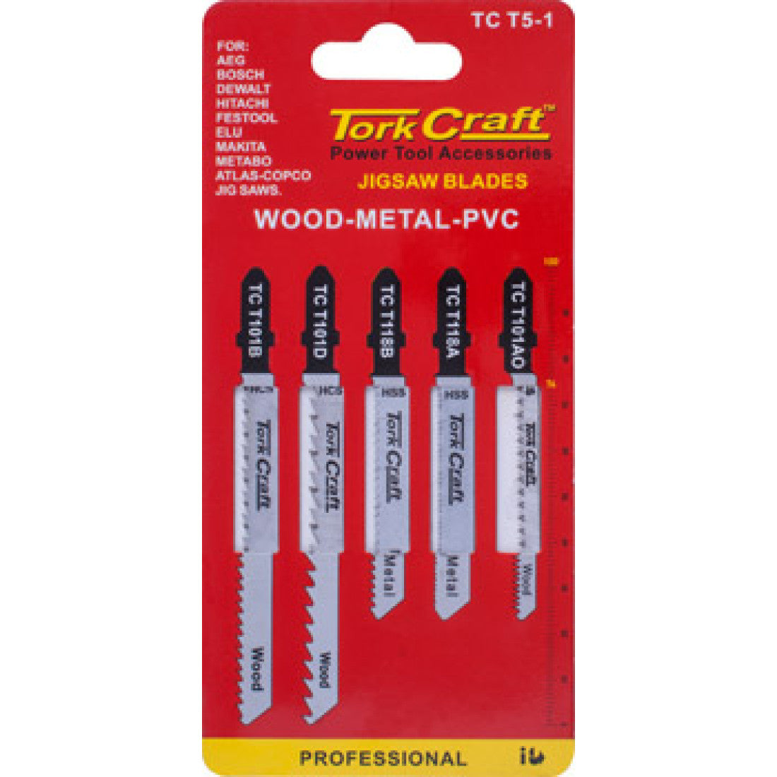 TORKCRAFT JIGSAW BADE SET 5PCS FOR WOOD & PVC TC T5-1