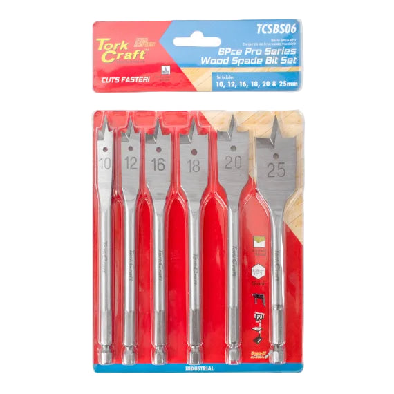 TORKCRAFT SPADE BIT SET 6PCS 10-25MM TCSBS06