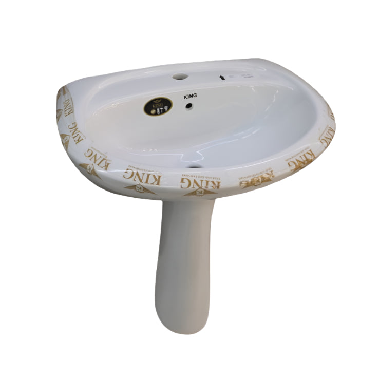 KING BASIN & PEDESTAL REPOSE WHITE 16X22