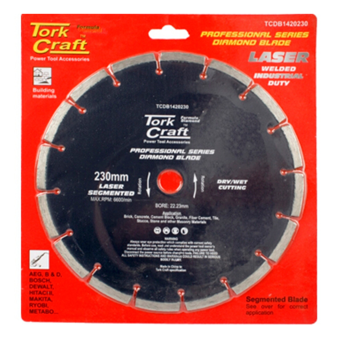 TORK CRAFT DIAMOND BLADE SEGMENTED LASER 230MM INDTCDB1420230