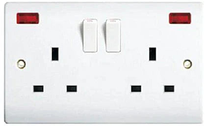AFRICAB SOCKET OUTLET DOUBLE NEON UNIVERSAL PVC 13A