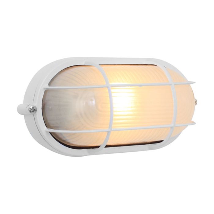 EUROLUX BULKHEAD OVAL SMALL AND GRID ALUMINIUM WHITE