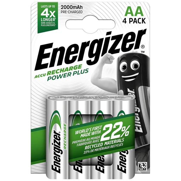 ENERGIZER BATTERY 4 x AA 2000 mAh RECH POWERPLUS