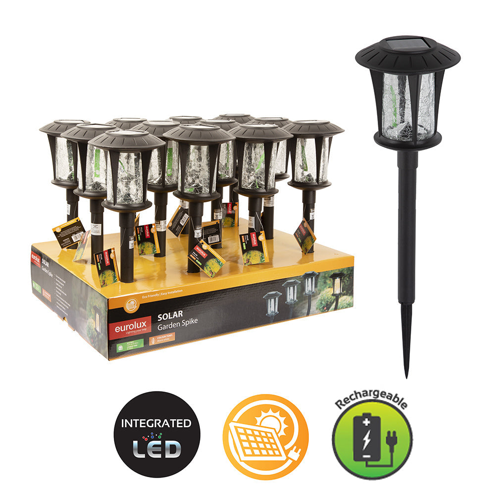 EUROLUX SOLAR COACH LIGHT WITH CRACK GLASS SHADE H216