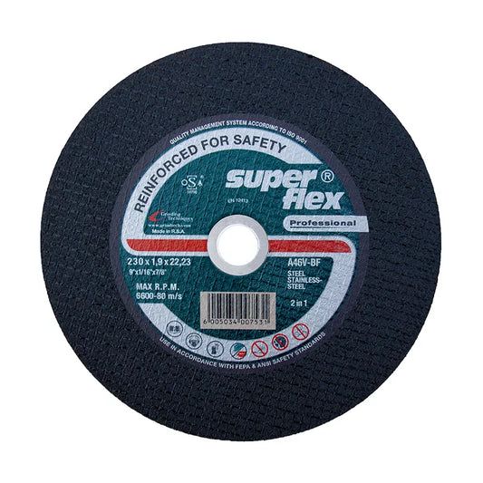SUPER FLEX CUTTING DISC SLIM LINE FLAT STAINLESS STEEL 230X1.9X22.23 A46V BF BFPROF T41