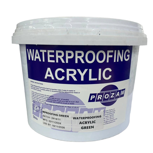 PROZAM ACRYLIC WATERPROOFING AND MEMBRANE GREEN 5L 250MMX10M