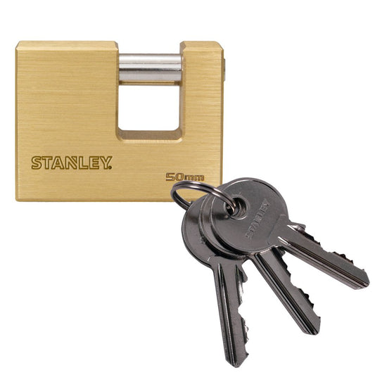 STANLEY PADLOCK BRASS SOLID BAYONETTE 50MM S742-025