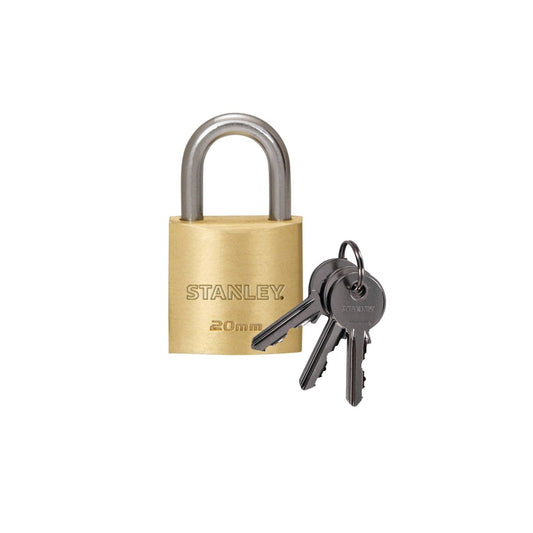 STANLEY PADLOCK BRASS SOLID 20MM S742-028