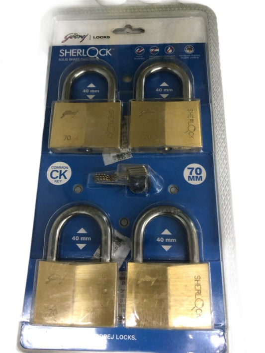 GODREJ PADLOCK BRASS SHERLOCK 70MM 4 IN 1 EB 7686