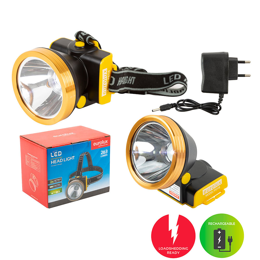 EUROLUX HEAD LIGHT RECHARGEABLE SW LED 3.7V 400 FS118