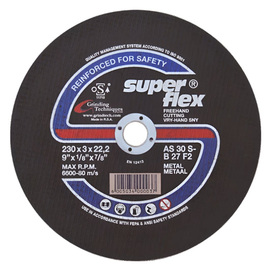 SUPER FLEX CUTTING DISC FLAT STEEL 230X3X22.23 AS30S B27 F2 T41