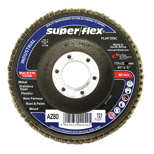 SUPER FLEX FLAP DISC INDUSTRIAL 115MMX22 AZ80 T27