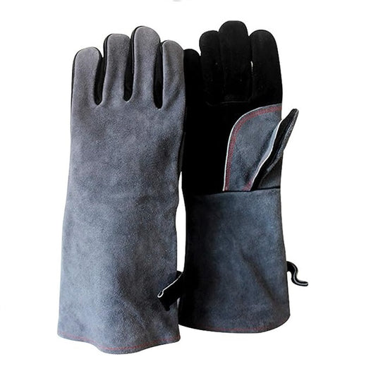 GLOVES LEATHER SIZE MEDIUM GREY & BLACK