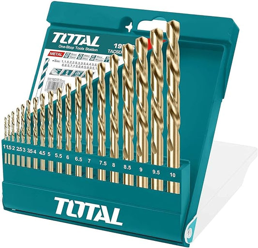 TOTAL DRILL BITS TWIST 19PCS 1-10MM TACSD0195