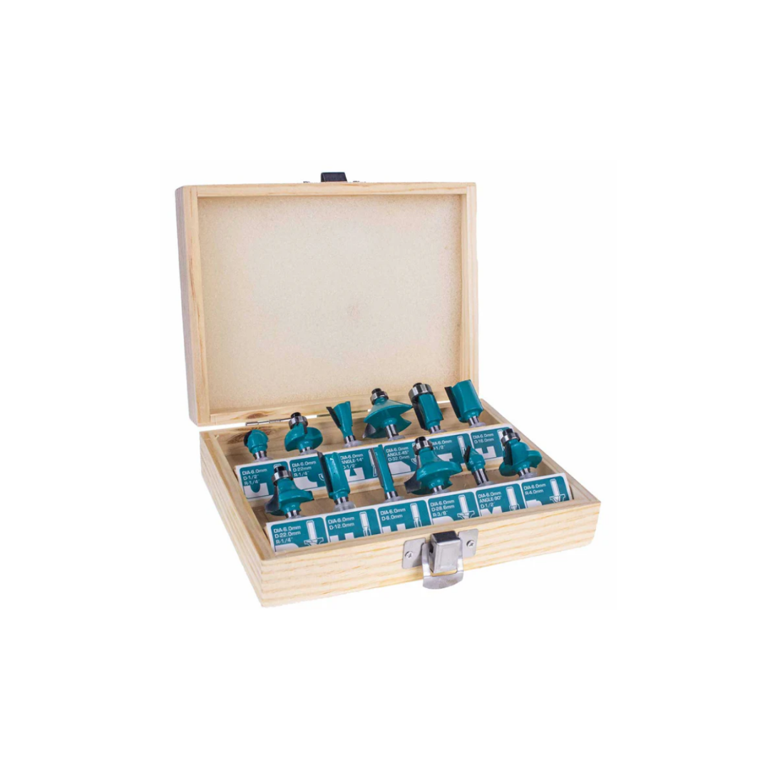 TOTAL ROUTER BITS SET 12PCS 6MM TACSR0121 – Micmar Online