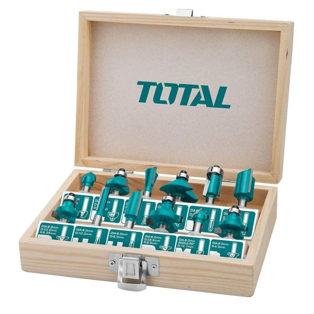 TOTAL ROUTER BITS SET 12PCS 8MM TACSR1121