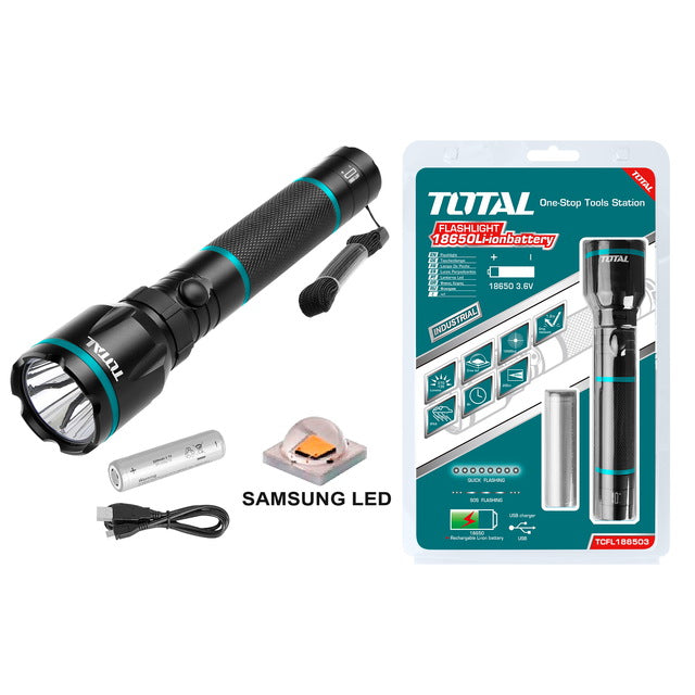 TOTAL FLASHLIGHT 400LUMENS USE 18650 LITHIUM-ION BATTERY TCFL186503