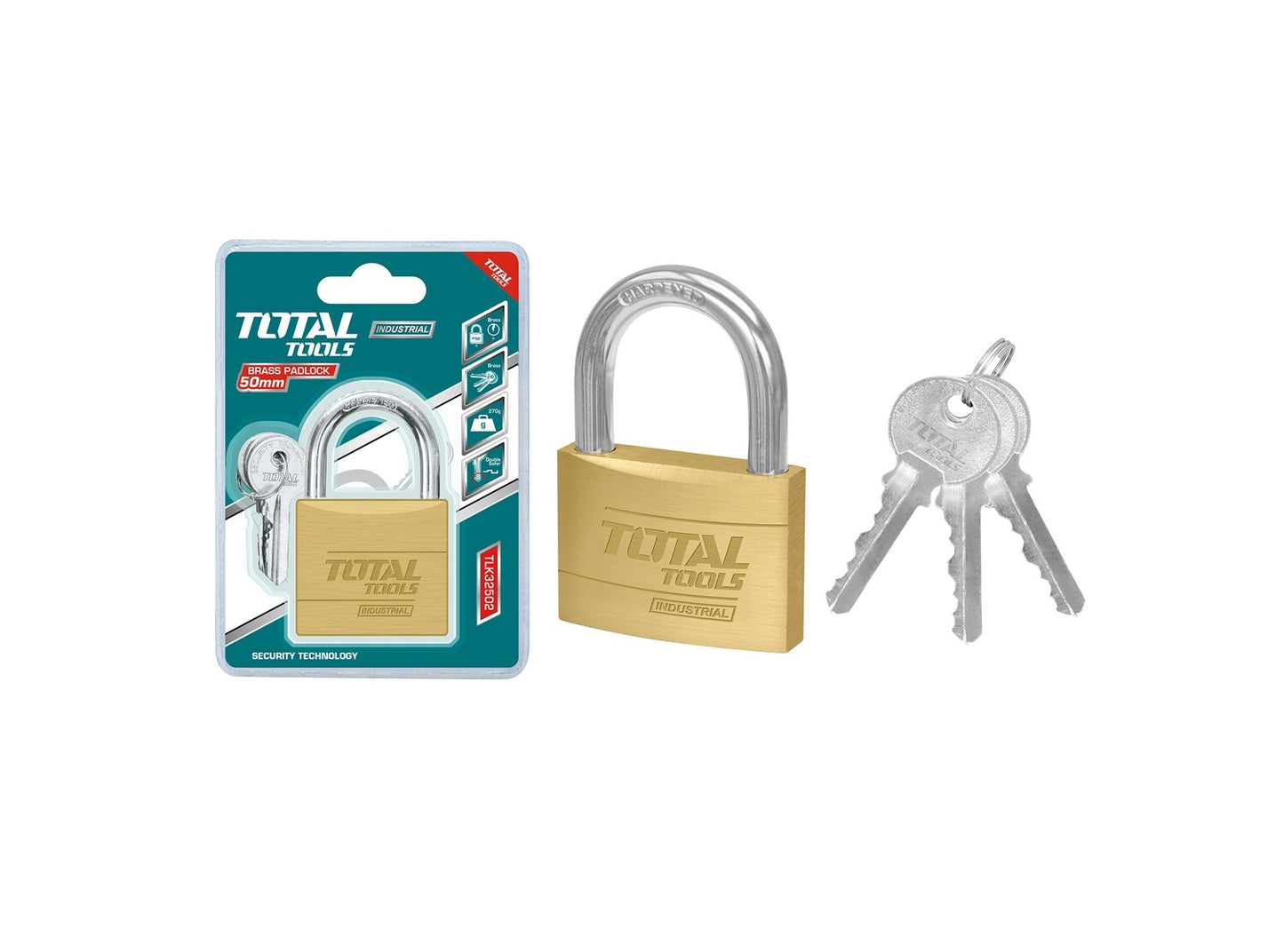 TOTAL PADLOCK HEAVY DUTY BRASS 50MM TLK32502