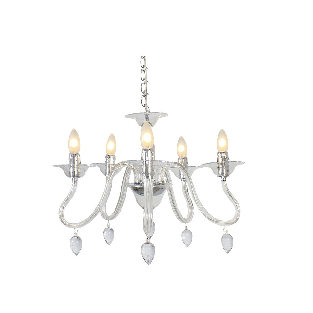 EUROLUX CHANDELIER ORLENA ACRYLIC 5 LIGHT CLEAR CH247C 530MM