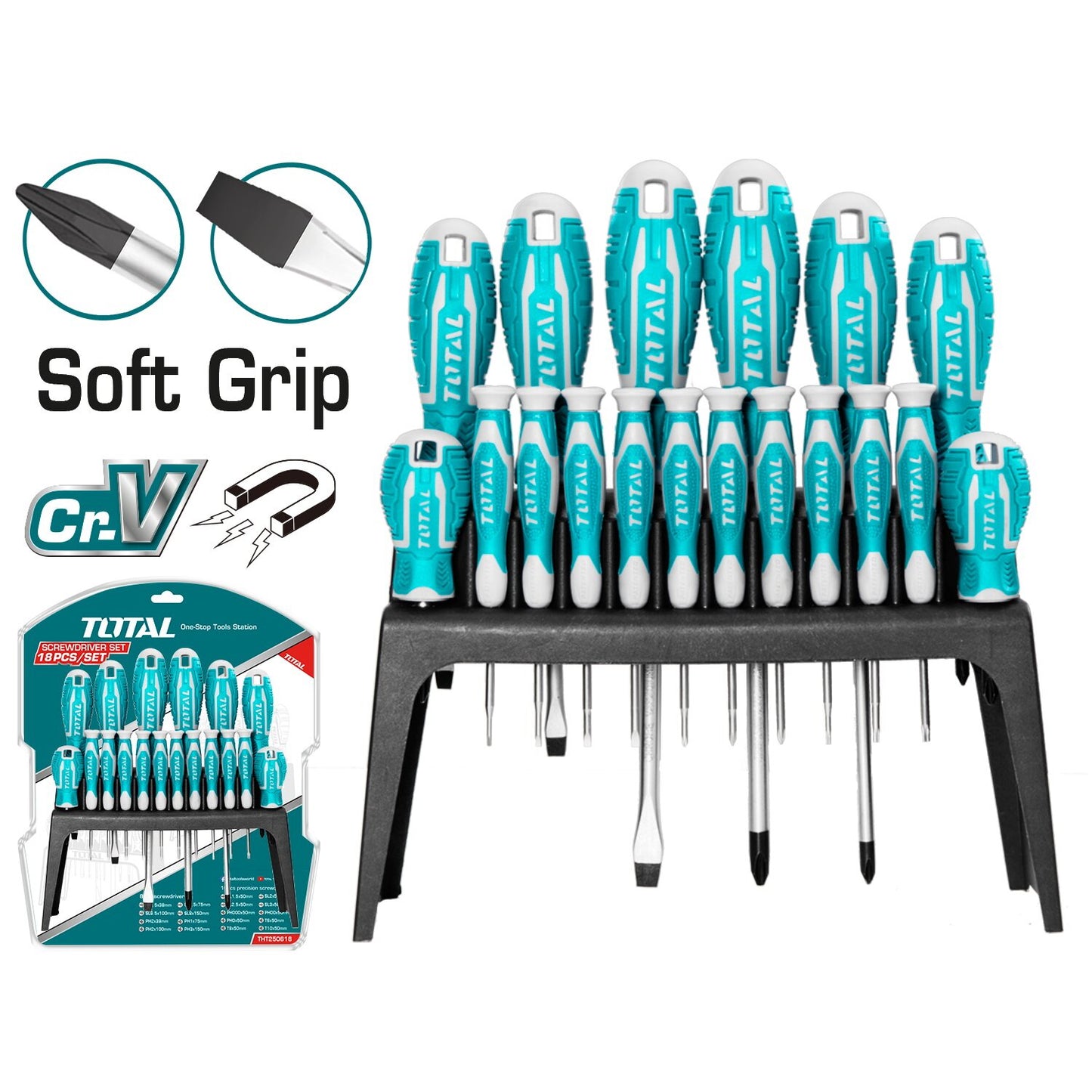 TOTAL SCREWDRIVER & PRECISION SCREWDRIVER SET 18 PCS THT250618