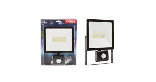 EUROLUX LED FLOODLIGHT & SENSOR BLACK 40W 4000K FS293BP