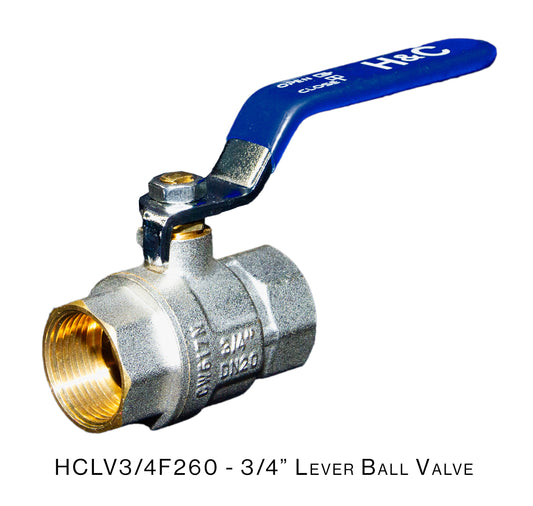 H&C LEVER BALL VALVE 3/4"X 3/4" FXF HCLV3/4F260