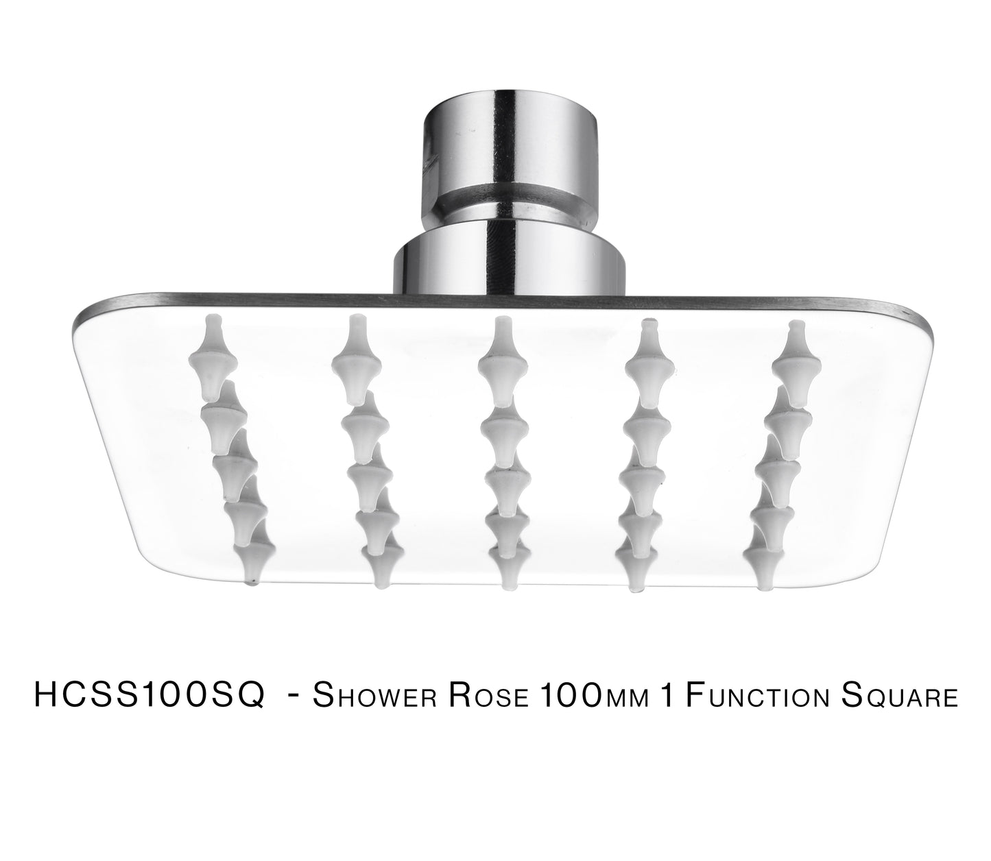 H&C SHOWER ROSE SQUARE SLIM STAINLESS STEEL 100MM 1 FUNCTION HCSS100SQ
