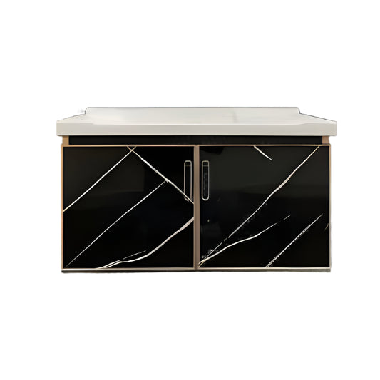 LUXURY BATHROOM CABINET AND A MIRROR ALUMINIUM BLACK 800*460