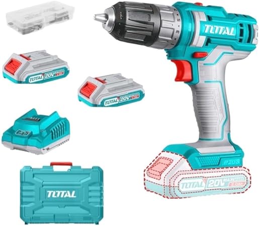 TOTAL CORDLESS DRILL LITHIUM-ION 20V 5PCS TDLI200528