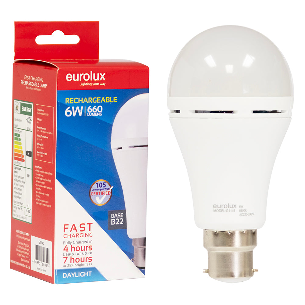 EUROLUX FAST CHARGING LAMP RECHARGEABLE B22 LED G1146