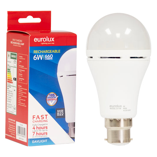 EUROLUX FAST CHARGING LAMP RECHARGEABLE B22 LED G1146
