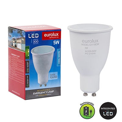 EUROLUX LED GLOBES RECHARGEABLE GU10 LED 5W 4200K G1110CW