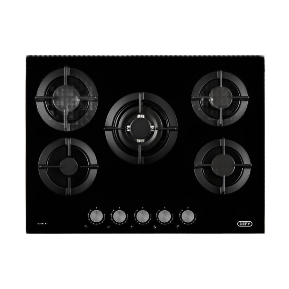 DEFY HOB GEMINI 5G PF 90CM 5PLATE GLASS TOP PRECISE FLAME DHG905