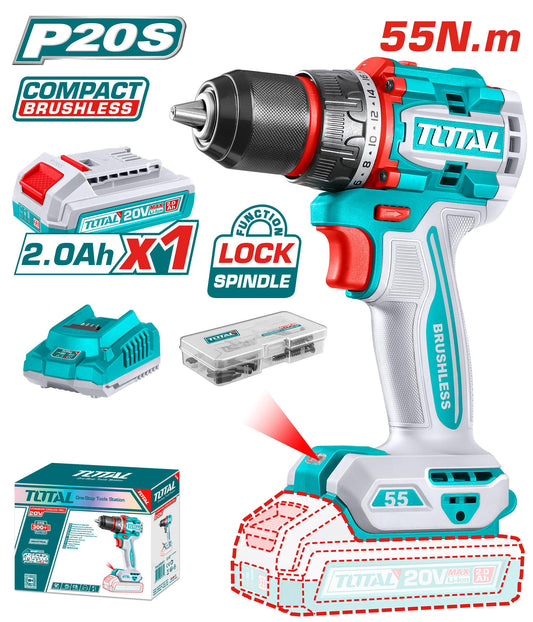 TOTAL CORDLESS DRILL COMPACT BRUSHLESS 20V TDLI205582