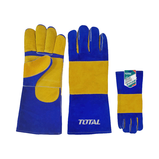 TOTAL WELDING GLOVES LEATHER BLUE & YELLOW 16'' TSP15216
