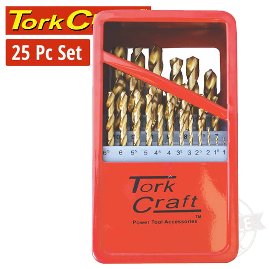 TORKCRAFT DRILL BIT SET TIN COATED 25PCS BRASS 1-13MM NR02025