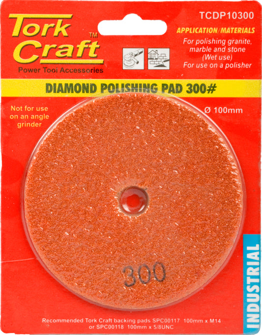 TORKCRAFT DIAMOND WET POLISHING PAD 100MM G300 TCDP10300